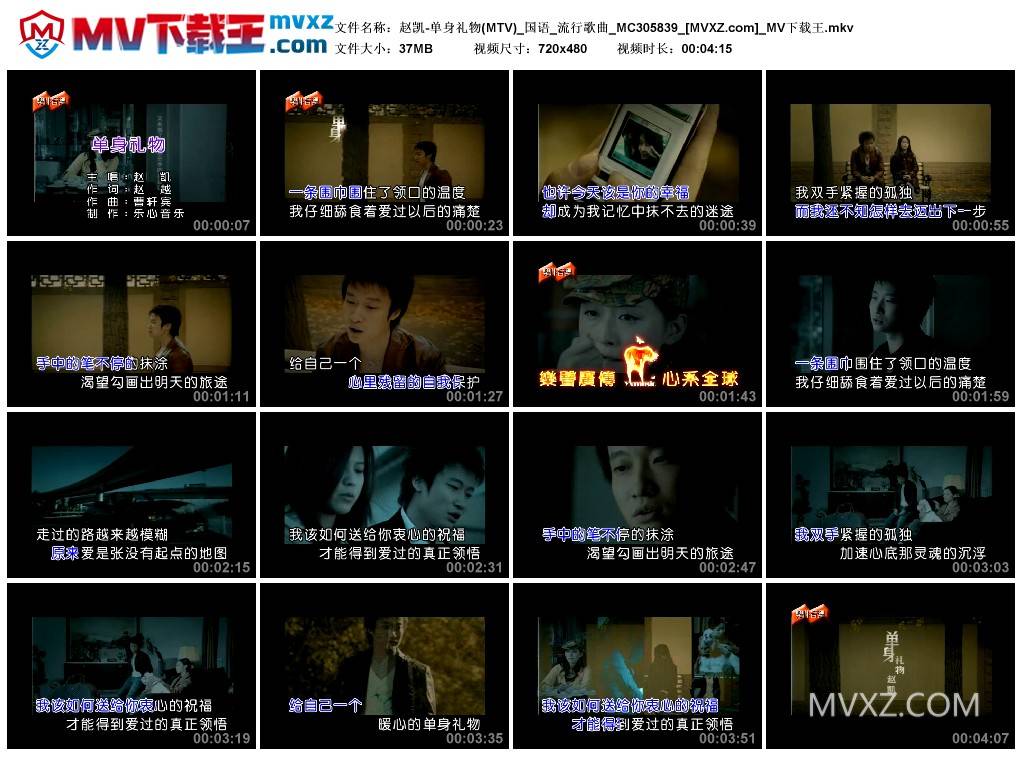 赵凯-单身礼物(MTV)_国语_流行歌曲_MC305839